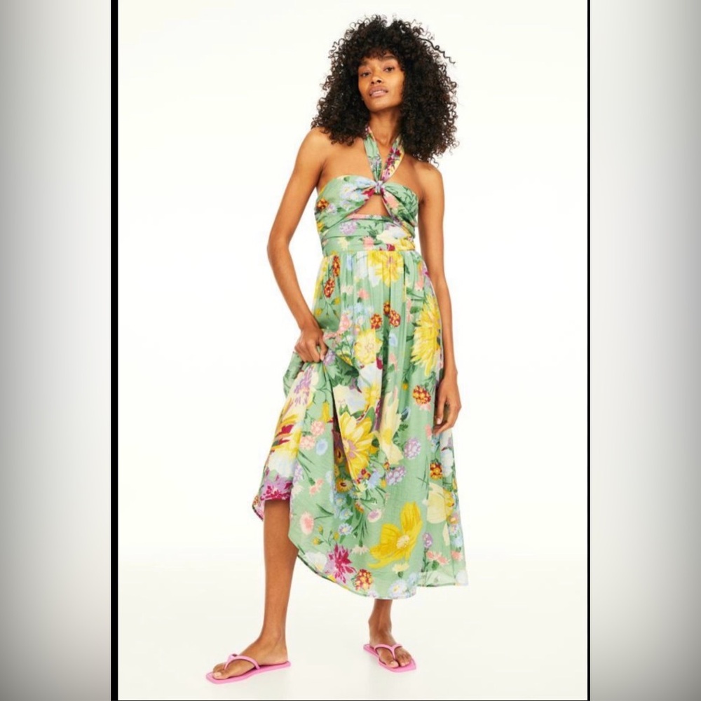 H&M Viral Floral Halter Maxi Dress | Blogger Favorite | Cut-Out | Size S💚
